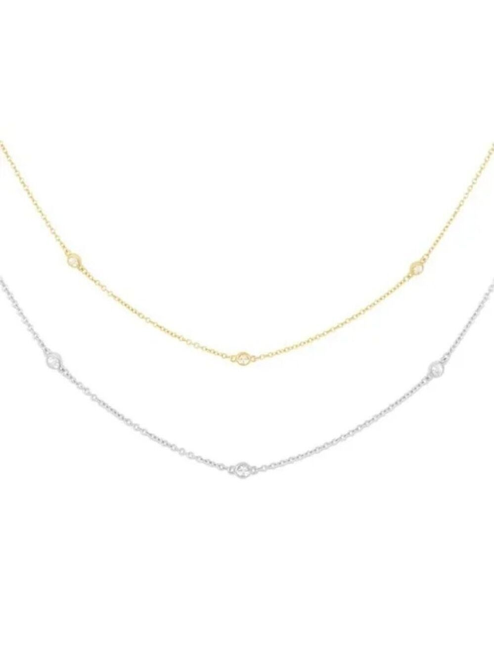 925 Sterling Silver 7 station Necklace